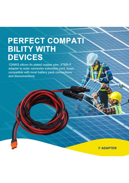 Güneş Konnektörü XT60I- F Adaptörü 12AWG Kablo Bağlantısı Güneş Paneli Şarj Kablosu Teli Güneş Jeneratörü Için 3 Metre (Yurt Dışından)