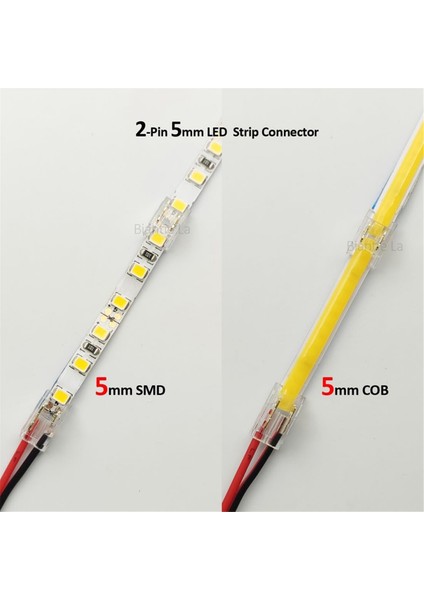 25 Adet 2-Pin 5mm Cob LED Şerit Konnektör Kiti, 5V-24V Dc LED Işık Şeridinde Şeritten Tele ve Şeritten Şeride Bağlantılar Için (Yurt Dışından)