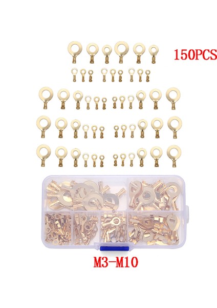150 Adet M3/M4/M5/M6/M8/M10 Halka Pabuçlar Halka Gözler Bakır Sıkma Terminalleri Kablo Dıy Çeşitliliği Kiti (Yurt Dışından)