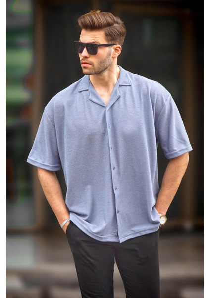 Indigo Kısa Kollu Erkek Gömlek 6736