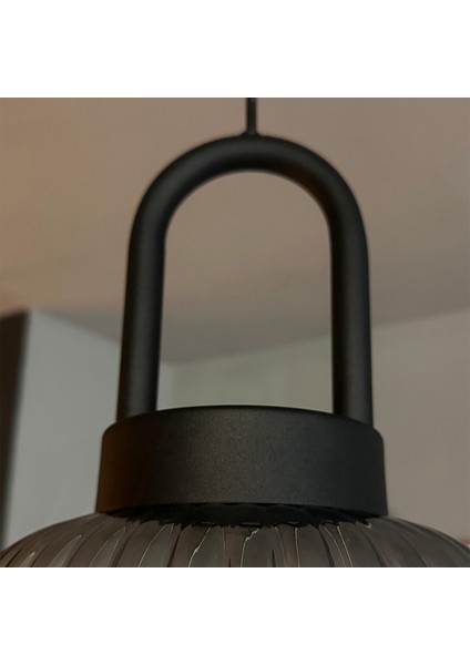 Bag Füme Cam Tekli Avize Eskitme Kilit Başlık Retro Sarkıt Lamba Restoran Salon Aydınlatma