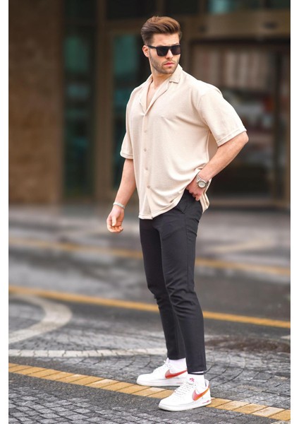 Bej Kısa Kollu Erkek Gömlek 6736 modelleri