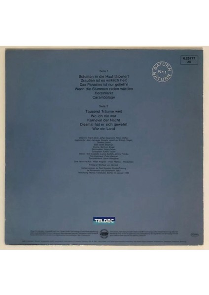 Peter Maffay Carambolage Lp Plak (1984 Orjinal Alman Baskı)