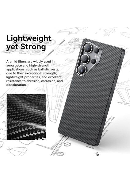 Galaxy S25 Ultra Kılıf Magsafe Uyumlu 600D Raptic Aramid Fiber Croxx Mondrian Serisi Kapak Siyah modelleri