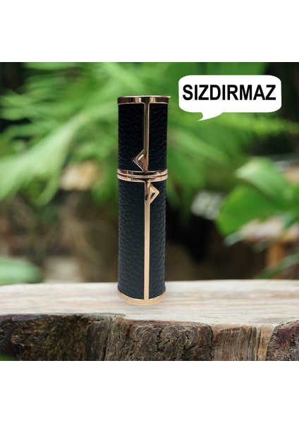 Deri Sızdırmaz Taşınabilir Mini Doldurulabilir Boş Küçük Seyahat Cep Parfüm Şişesi-Siyah