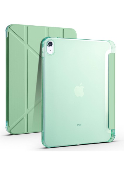 Apple iPad 11.nesil 2025 Kılıf Uyku Modlu Standlı Katlanabilen Kalem Bölmeli Tri Folding Kapak - Siyah