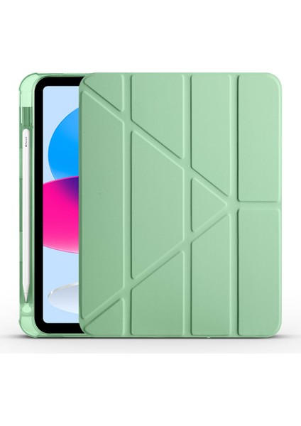 Apple iPad 11.nesil 2025 Kılıf Uyku Modlu Standlı Katlanabilen Kalem Bölmeli Tri Folding Kapak - Siyah