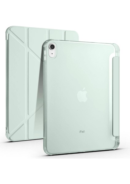 Apple iPad 11.nesil 2025 Kılıf Uyku Modlu Standlı Katlanabilen Kalem Bölmeli Tri Folding Kapak - Siyah