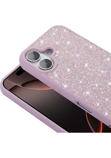 Apple iPhone 16 Kılıf Parlak Taşlı Tasarım Pırlanta Kapak - Beyaz indirimleri