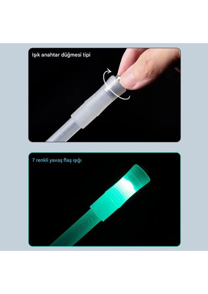 Işıkdans 7 Renkli LED Işıklı Döner Kalem - Çocuklar Için Eğlenceli ve Eğitici Spinner Kalem 22 cm Kaymaz Polipropilen