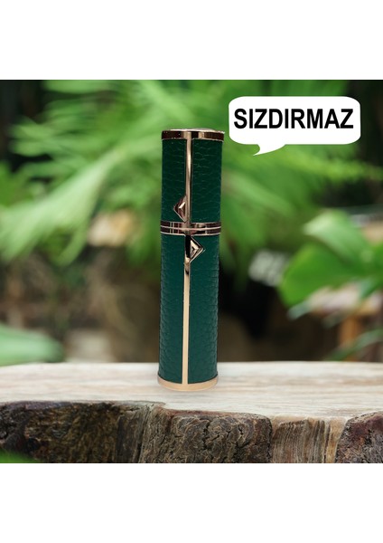 Deri Sızdırmaz Taşınabilir Mini Doldurulabilir Boş Küçük Seyahat Cep Parfüm Şişesi-Yeşil