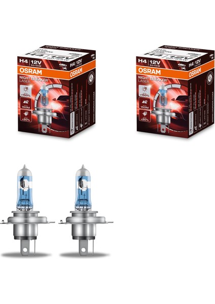 H4 Night Breaker Laser %150 Fazla Işık 12V (Takım - 2 Ad.)