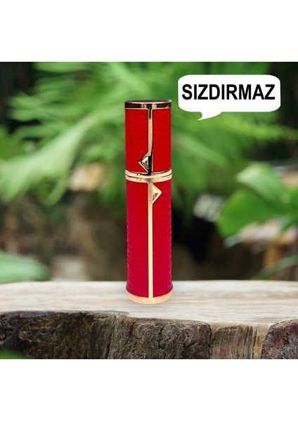 Deri Sızdırmaz Taşınabilir Mini Doldurulabilir Boş Küçük Seyahat Cep Parfüm Şişesi-Kırmızı
