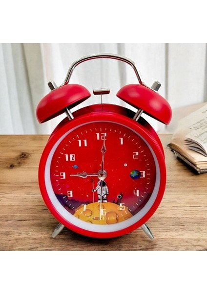 Astronot Tasarımlı Metal Kırmızı Masa Üstü Alarmlı Çalar Saat modelleri