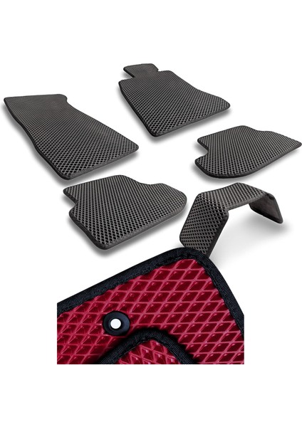 Seat Leon 2006-2012 Uyumlu Araca Özel Akıllı Paspas Eva Paspas Hücreli Paspas Bordo