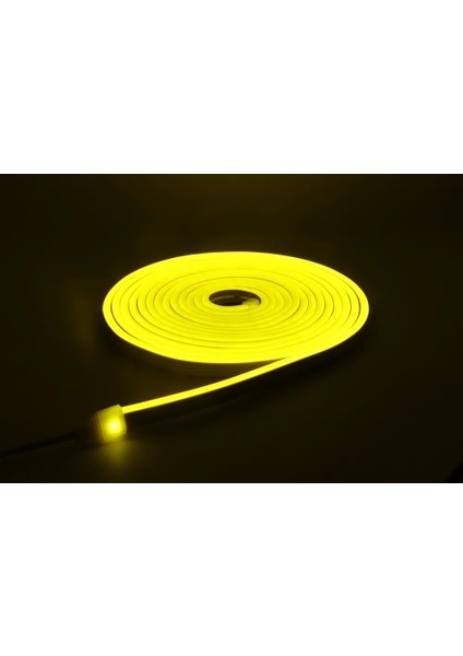 Neon LED Şerit 5metre Sarı LED Zincir Bandı Hortum Esnek Dekoratif Aydınlatma Işık 12V 10W