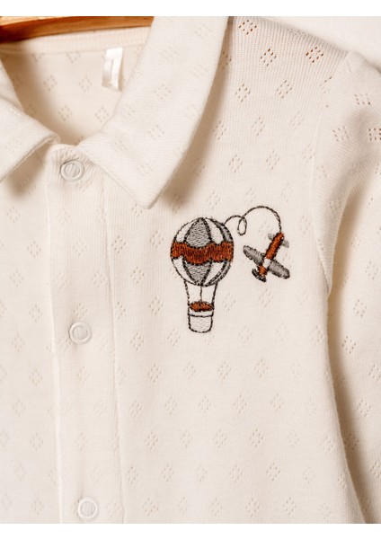 Jakarlı Yakalı Nakışlı Tulum