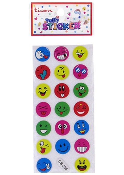 Sticker Gülen Yüz Renkli - 6 Adet