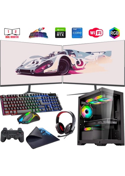 I5 13400F 16GB Ddr4 1tb M2 6gb RTX3050 Çift 24" Monitörlü Oyun Bilgisayarı (Gaming Set)