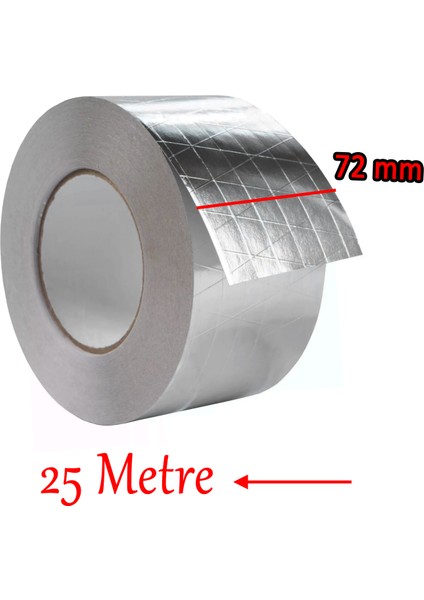 Yapışkanlı Fiberglas Lif Takviyeli Alüminyum Folyo Bant 96 mm x 25 Metre Yanmaz Yalıtım Bandı fırsatları