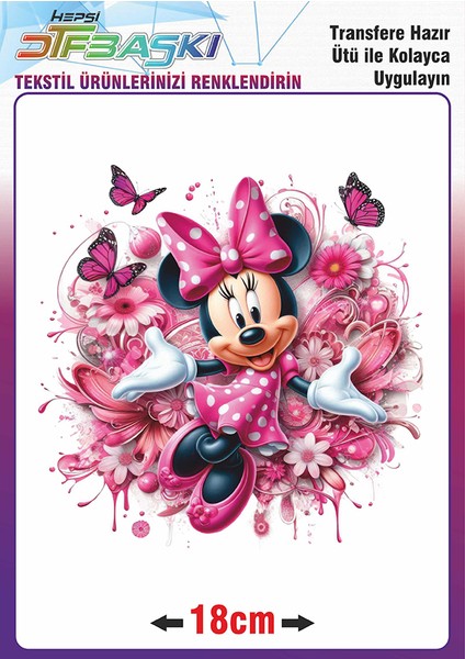 Minnie Mouse Ütü ile Yapışan Tekstil Transfer Baskı