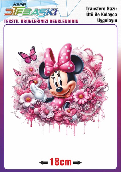 Minnie Mouse Ütü ile Yapışan Tekstil Transfer Baskı