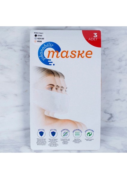3 Adet Yıkanabilir Maske