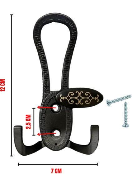 Siyah Desenli Vestiyer Portmanto 5 Adet Askılık Metal