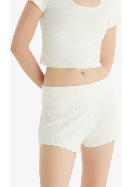 Kadın Mini Şort 51810 - Beyaz