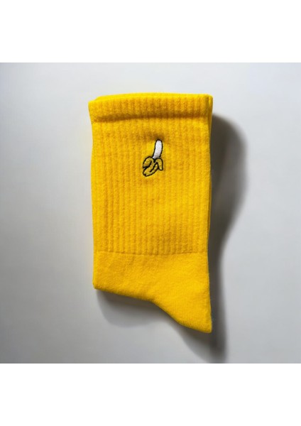 Renkli Tasarım Meyve Muz Nakışlı Socket Unisex Çorap