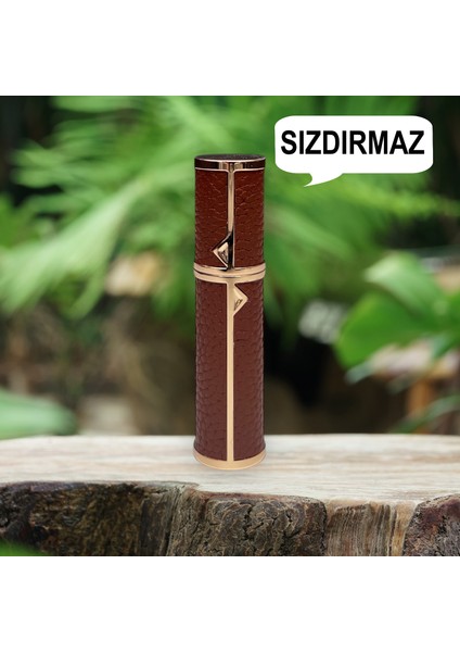 Deri Sızdırmaz Taşınabilir Mini Doldurulabilir Boş Küçük Seyahat Cep Parfüm Şişesi-Kahverengi