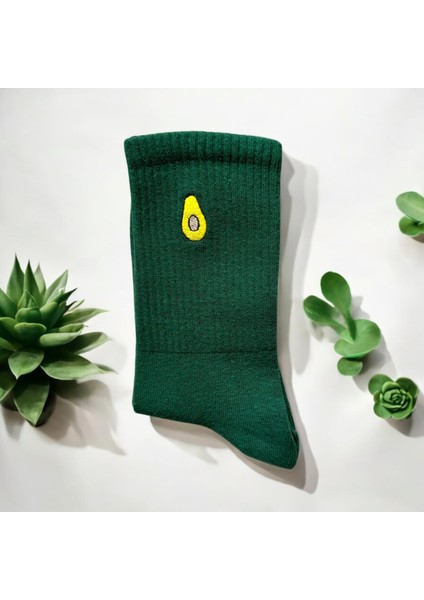 Renkli Tasarım Meyve Avokado Nakışlı Socket Unisex Çorap