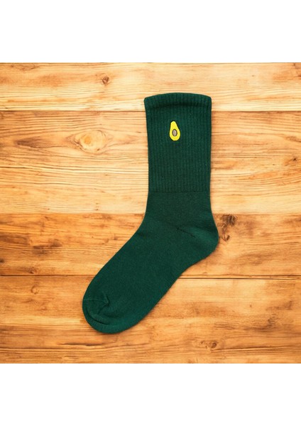 Renkli Tasarım Meyve Avokado Nakışlı Socket Unisex Çorap