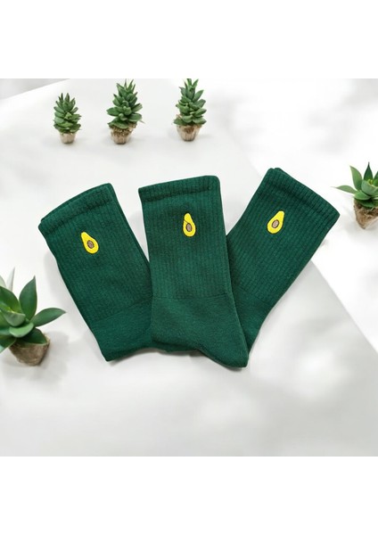 Renkli Tasarım Meyve Avokado Nakışlı Socket Unisex Çorap