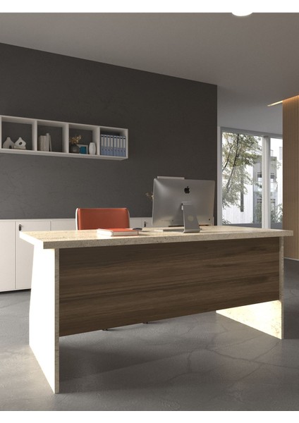 Festival Ofis Masası - OFİS-2-8-2-180X60 Beyaz - Ceviz modelleri