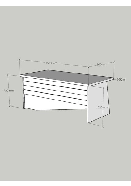 Festival Ofis Masası - OFİS-4-8-2-160X90 Beyaz - Ceviz fırsatları