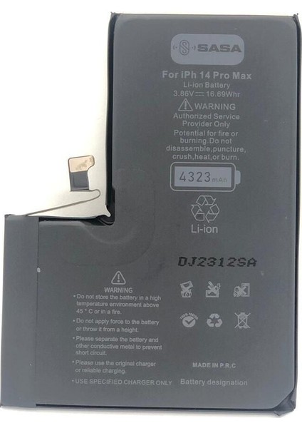 Apple iPhone 14 Pro Max Battery 4323 mAh Yüksek Amper Batarya