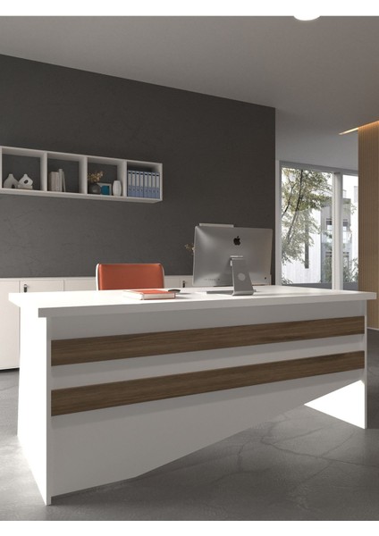 Festival Ofis Masası - OFİS-4-1-2-160X75 Beyaz - Ceviz modelleri