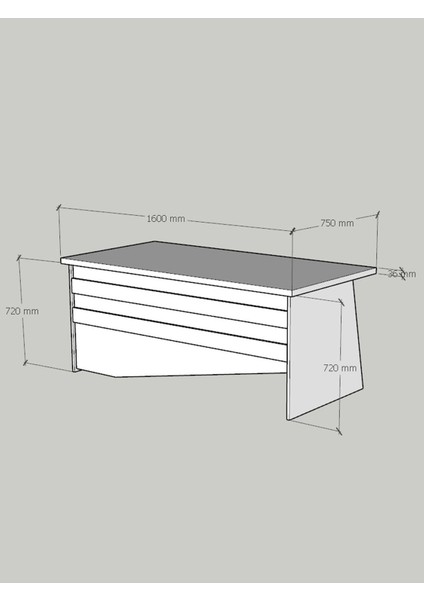 Festival Ofis Masası - OFİS-4-1-2-160X75 Beyaz - Ceviz fırsatları