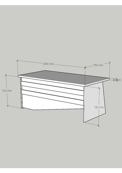 Festival Ofis Masası - OFİS-4-1-2-180X75 Beyaz - Ceviz fırsatları