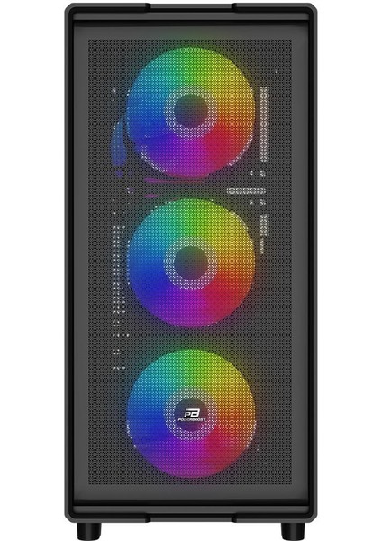 A601B 600W 80+ Temperli Camlı 4*12CM Rainbow Fanlı Mesh Mid-T Atx Gaming Siyah Kasa