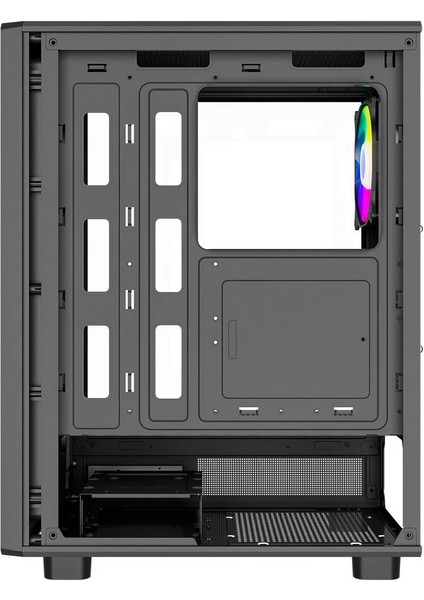 A601B 600W 80+ Temperli Camlı 4*12CM Rainbow Fanlı Mesh Mid-T Atx Gaming Siyah Kasa