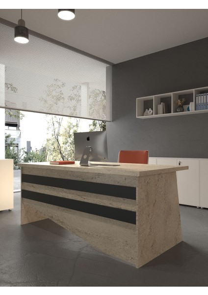 Festival Ofis Masası - OFİS-6-8-4-160X75 Beyaz - Antrasit