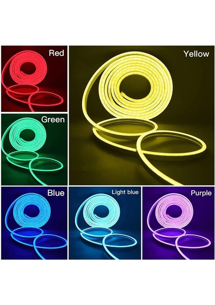 Neon LED Şerit 5metre Turuncu LED Zincir Bandı Hortum Esnek Dekoratif Aydınlatma Işık 12V 10W (1. Gen.)