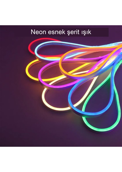 Neon LED Şerit 5metre Turuncu LED Zincir Bandı Hortum Esnek Dekoratif Aydınlatma Işık 12V 10W (1. Gen.)