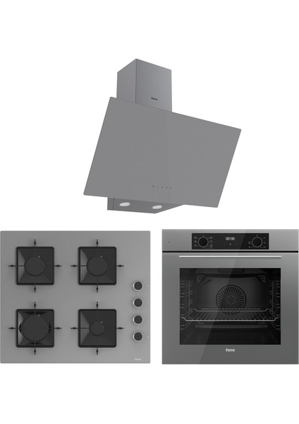 Flowart Ventora Plus Gri 3'lü Ankastre Set ( QBL63CPR-SS208-D079 )