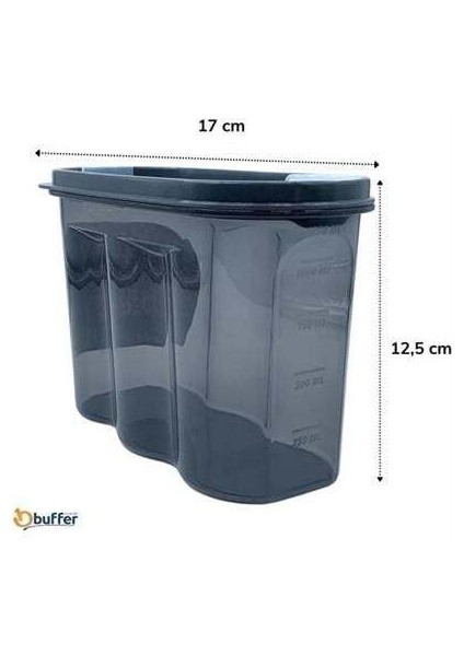 Buffer 2 Kapaklı Ölçekli Erzak Saklama Kabı - 1,2 Litre - SA930