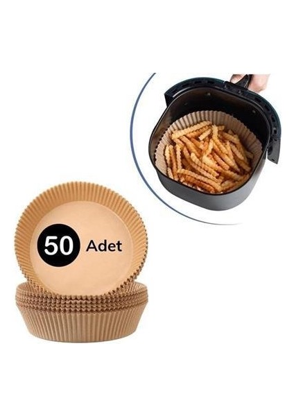 50 Adet Air Fryer Pişirme Kağıdı Tek Kullanımlık Hava Fritöz Yağ Geçirmez Yapışmaz Tabak Model