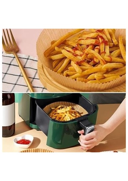 50 Adet Air Fryer Pişirme Kağıdı Tek Kullanımlık Hava Fritöz Yağ Geçirmez Yapışmaz Tabak Model modelleri