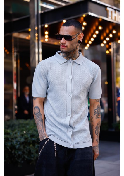 Lacivert Renk Detaylı Kısa Kol Triko Gömlek fiyatları